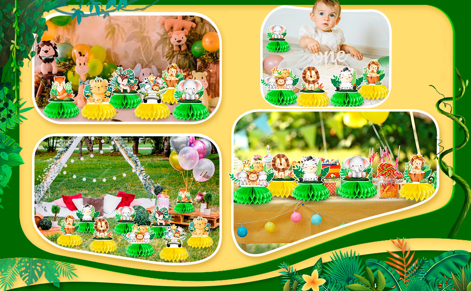 baby jungle animals honeycomb centerpieces