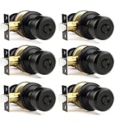 Brotima Black Passage Door Knobs Keyless Round Plate Door Knob Closet Door Knobs Interior Non-Loc...