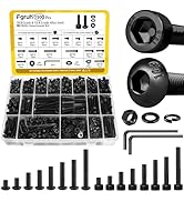 Fgruh 1500PCS M4 Screws with Nuts Assortment Kit, M4x6/8/12/16/20/25/30/40 mm Hex Socket Button &...