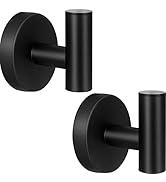 Kruodop Towel Hooks for Bathroom,2 Packs Wall Mount Towel Holder,Black Matte Wall Robe Hook,Stain...