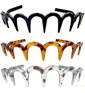 HGLuKGO 3 PCS U-Shaped Hair Comb Headband Anti-Slip Headbands for Women Hair with Teeth for Women...