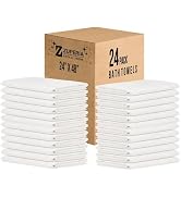 ZUPERIA White Bath Towels Bulk - 24 x 48 Inches, 100% Cotton Economy Light Weight Towels for Comm...
