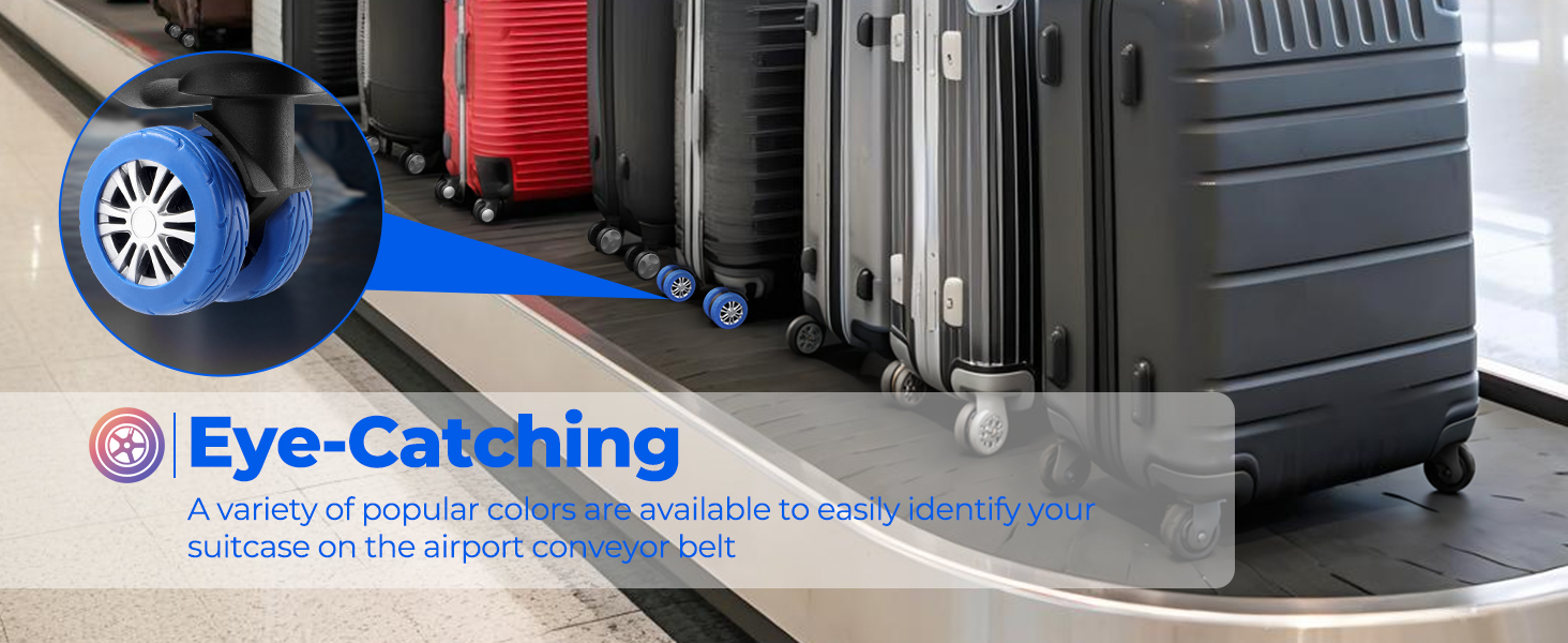 Silicone Fit Protects Suitcase Wheel Covers