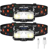 LHKNL Headlamp Rechargeable, Lumen Super Bright Motion Sensor Head Lamp Flashlight,2-Pack Waterpr...