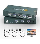 8K Displayport KVM Switch for 2 Computers 1 Monitor, 8K@60HZ 2 Port Monitor Switcher for 2 PC,wit...