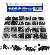 NINDEJIN M5 M4 M3 M2 Hex Socket Head Button Screw Bolts Nuts and Washer Assortment Kit, 1060PCS S...