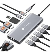 NOVOO USB C Docking Station, 12 in 1 Docking Station Dual Monitor with 2 HDMI, VGA, 5 USB Ports, ...