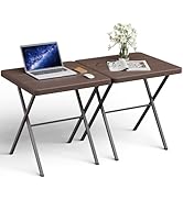 FurniEdge Folding Table 2 Pack, Portable Square Foldable Table No Assembly, Heavy Duty Steel Fram...