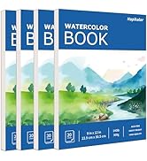 Hapikalor School Supplies for Teens, 4-Pack 9"x12" Watercolor Paper Pad, 140lb/300gsm, Premium Wa...