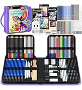 133 PCS Art Supplies Sketching Kit, Pro Drawing Pencils with Sketchbook, Coloring Book, Watercolo...