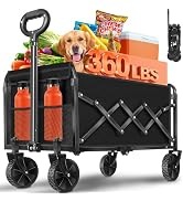 Wagons Carts Foldable, Collapsible Wagon, Foldable Wagon Cart with Wheels, Folding Wagons for Bea...