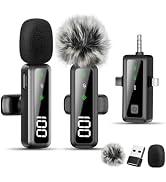 Gicorino Wireless Lavalier Microphone for iPhone/Android/Camera, Upgraded Mini Microphone with LE...