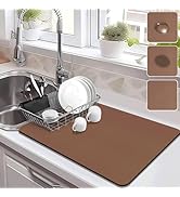 Drying Mat for Kitchen Countertops, Coffee Mat Hide Stain Rubber Backed Absorbent Dish Drying Mat...