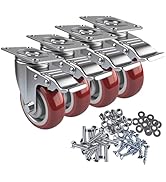 NOEAIKE 4 Inch Casters Set of 4 Heavy Duty with Brakes,Lockable 360-degree Swivel Plate Caster Wh...