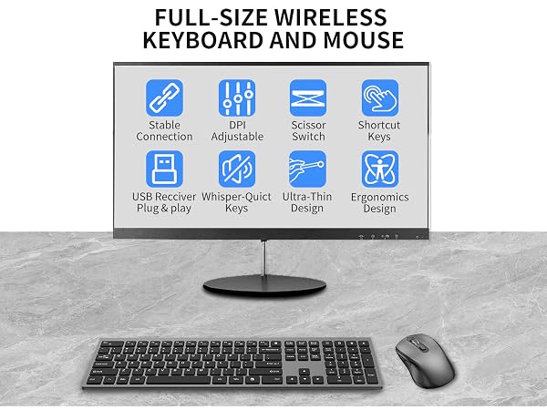 FULL-SIZE WIRELESS KEYBOARD AND MOUSE