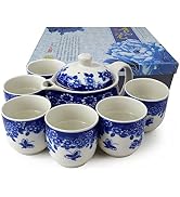 Ceramic Teapot With 6 Tea Cups Stainless Filter Wire Infuser for Home Office Tea Set (Flowers)