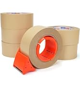 ADHES Coated Kraft Packing Tape with Dispenser, 2 Inch x 55 Yards, Heavy Duty Water Resistant Kra...