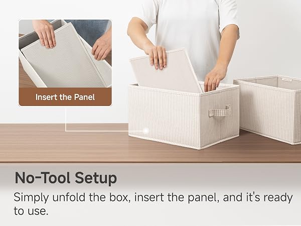 Foldable fabric storage baskets for shelves, large closet organizer bins for clothes, 3-pack.