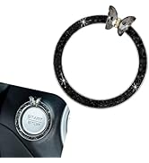 CouTunp Bling Car Engine Start Stop Decoration Ring, Sparkling Butterfly Push to Start Button Cov...