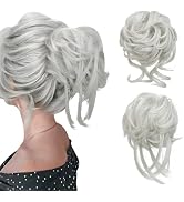 SARLA Detachable Claw Clip Messy Bun Hair Pieces 2PCS Wavy Curly Synthetic Hairpieces Fake Scrunc...