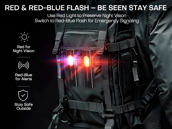 Flat EDC Flashlight Rechargeable Small Pocket Flashlight Red Blue Emergency Signal Light