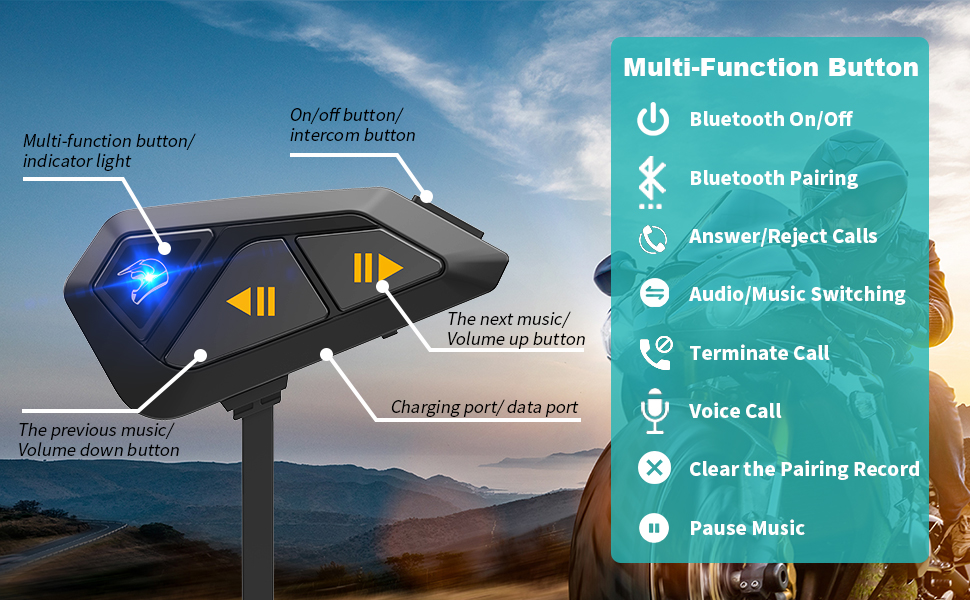 FreedConn FG Motorcycle Bluetooth Headset