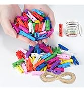 Clothespins, Mini Colored Clothes Pins for Photo 100pcs 1.4” Wooden