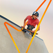 Man Playing Sport Using a Skateboard and the Degree Tick Symbol around it