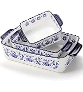 SOUJOY 3 Pack Porcelain Bakeware Set, Rectangular Baking Dishes, Lasagna Pan for Cooking, Kitchen...