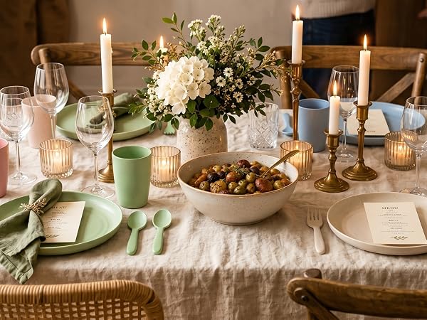 outdoor plates wheat straw utensils rv dishes party plates set housewarming gifts new home