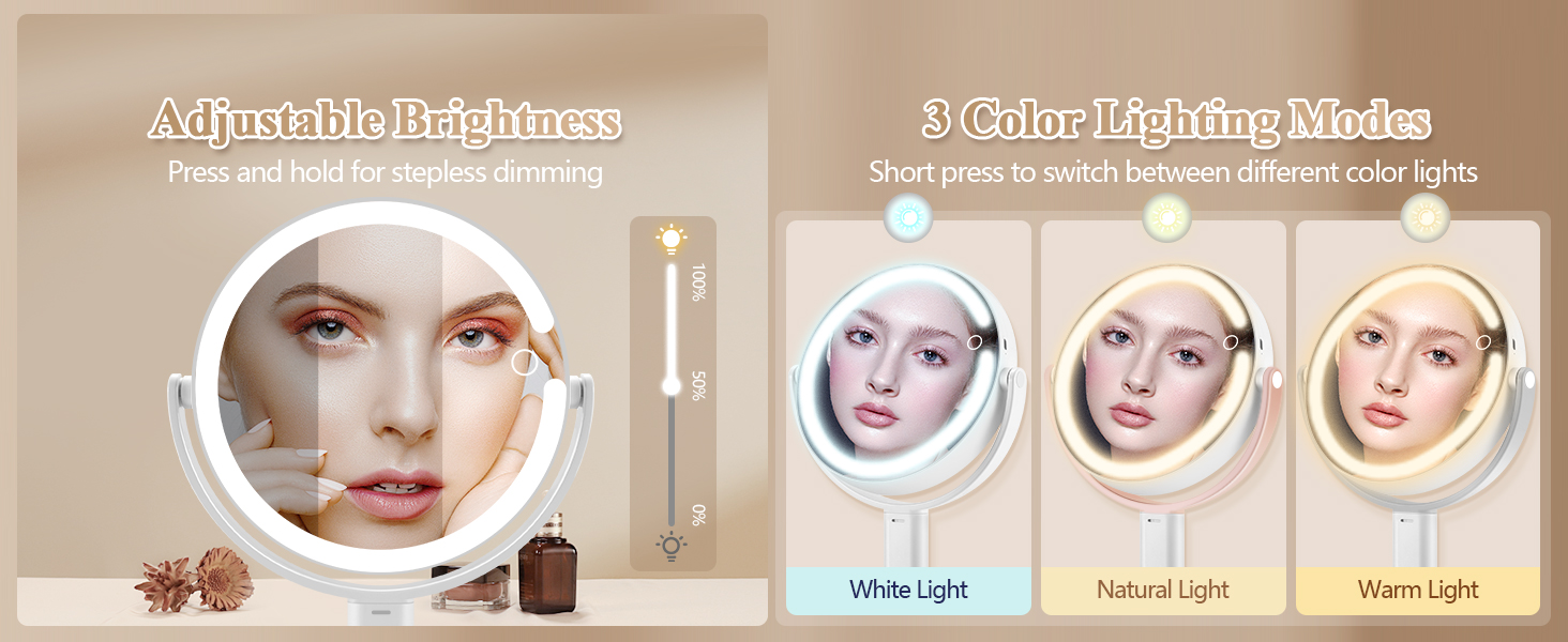 lighted mirror with magnification