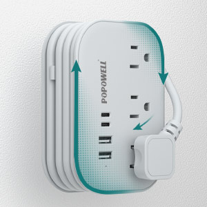 retractable extension cord flat plug