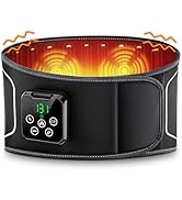 Heating Pad for Back with Auto-Inflatable Massager, 58’’ Cordless Lower Back Massager with 3 Vibr...