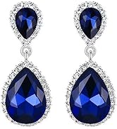 EVER FAITH Women's Austrian Crystal Wedding Tear Drop Dangle Earrings