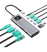 GiGimundo USB-C Multipor Adapter for Laptop, PD100W Charging, RJ45 Ethernet, 3xUSB3.0, 1xHDMI 4K,...