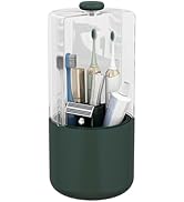 YOOLENS Toothbrush Holder with Cover 360 Rotating 4 Compartments Bathroom Toothpaste Electric Too...