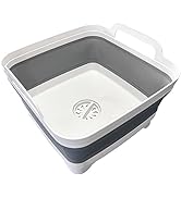 Leemeimei 9L (2.4Gal) Dish Basin Collapsible with Drain Plug Carry Handles,Kitchen Storage Tray D...