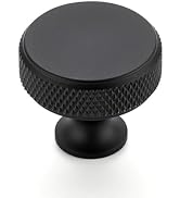 Ravinte 25 Pack Round Matte Black Knobs Knurled Single Hole Pulls Solid Black Kitchen Cabinet Har...
