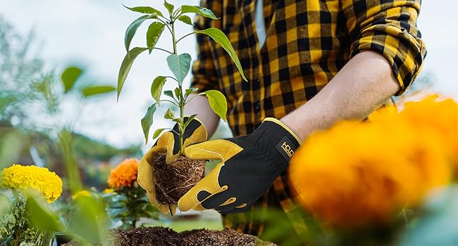 leather gardening yard work gloves men women gift