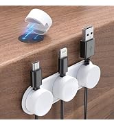 Xuuza Magnetic Cable Organizer, 4+1 Set, White, Wire Holders for Office Desk Laptop USB Charging ...