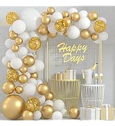 iPartycool White Gold Party Balloons 131pcs Balloon Garland Arch Decoration Kit 18/12/10/5 inch D...