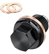 Pniwuno M14 x 1.5 Magnetic Oil Drain Plug, Aluminum CNC Transmission Oil Drain Plugs with Crush W...