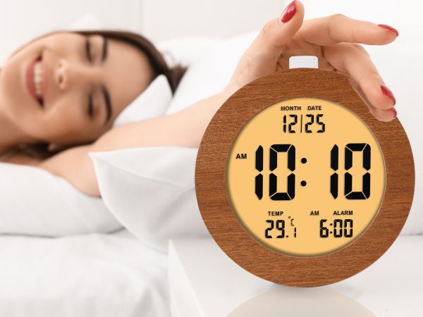 wooden digital alarm clock