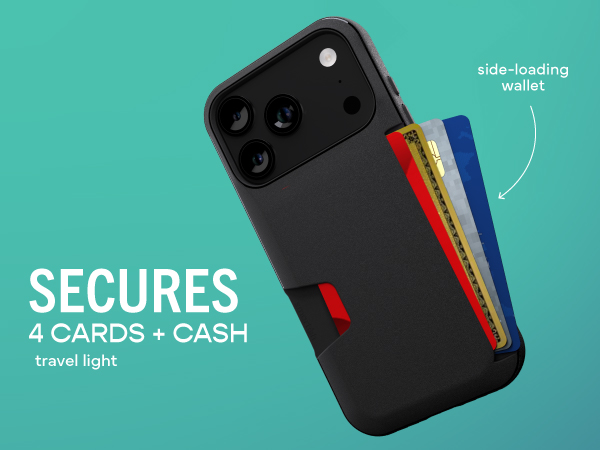 Smartish Wallet Slayer for iPhone 17 Pro - side-loading slot holds 4 cards and cash for travel days