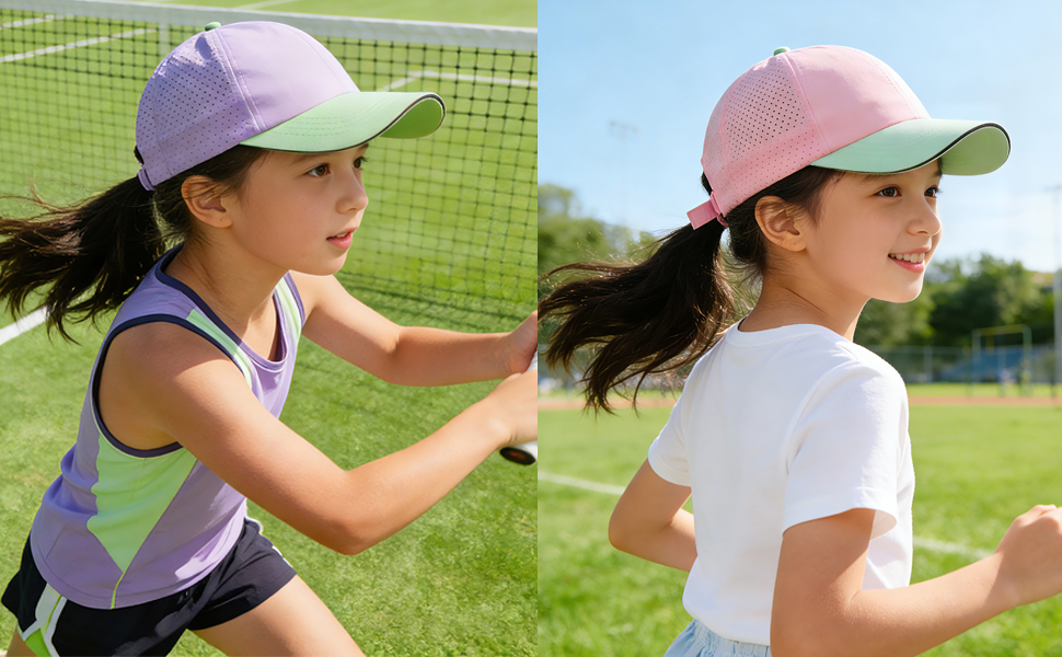 7-12 Years Mesh Ponytail Hats for Girls