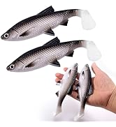 Alwonder 2-Pack Fishing Swimbait Soft Plastic Lures Saltwater, 6.1IN Texas Rig Paddle Tail Swim B...