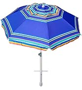 AMMSUN 7ft Heavy Duty High Wind Beach Umbrella Parasols with sand anchor & Tilt Sun Shelter, UV 5...