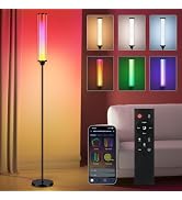 FRIDEKO HOME Smart Corner LED Floor Lamps for Bedroom, Black 12W 1500LM | Color Changing Lamp wit...