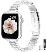 MioHHR Slim Metal Bands Compatible with Apple Watch Band 38mm 40mm 41mm 42mm(Series 10),Dressy St...