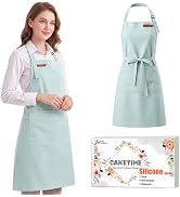 CAKETIME Silicone Aprons for Women with Pockets Cooking Baking Kitchen Waterproof Accessories Che...